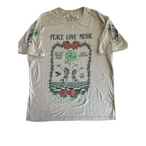 Weekend Warrior Love Peace T-shirt Men's Size XL Skeletons Disco Ball Streetwear